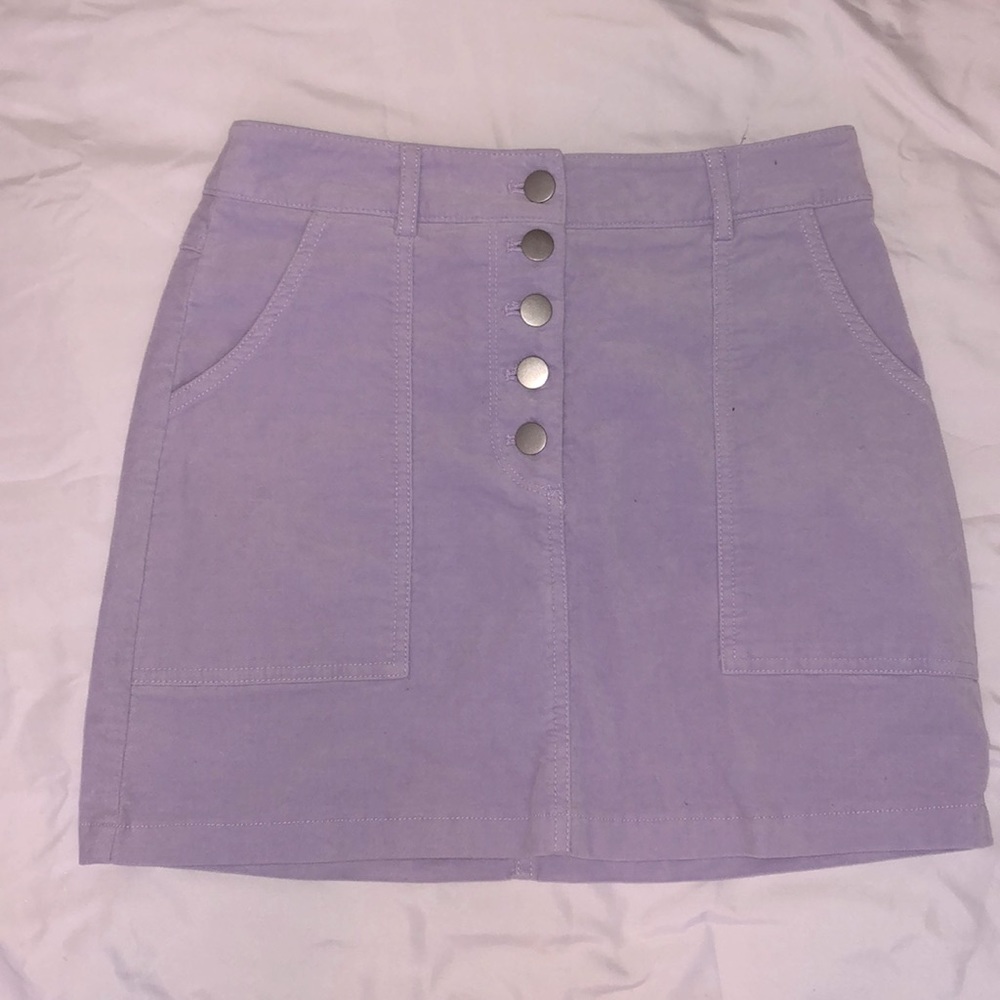 Purple button up mini skirt
